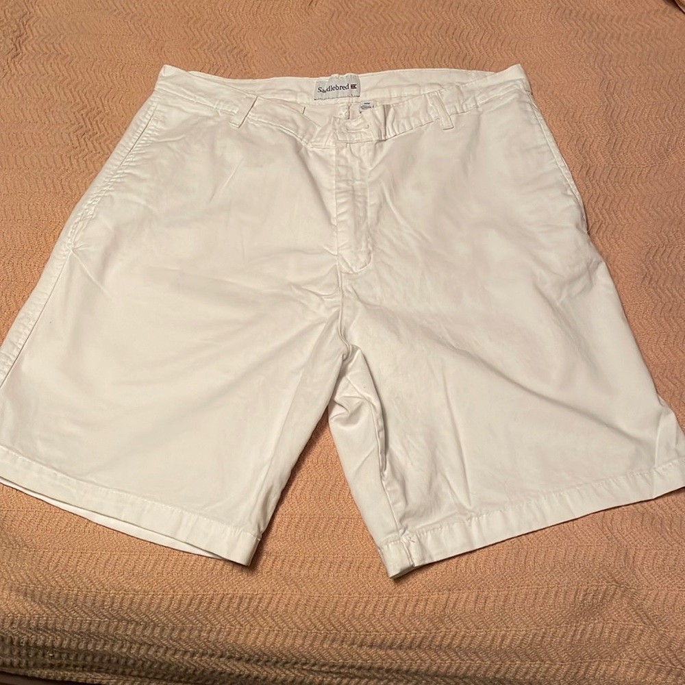 White size 38 flat front shorts.